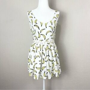 Toby Heart Ginger White Banana Open Back Sleeveless Romper Size US 2